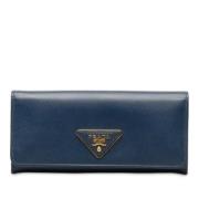 Pre-owned Leather wallets Prada Vintage , Blue , Dames