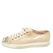 Pre-owned Leather sneakers Miu Miu Pre-owned , Beige , Dames