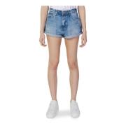 Blauwe Katoenen Shorts met Zakken Pepe Jeans , Blue , Dames