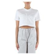 Geknipte Katoen Viscose T-shirt Calvin Klein Jeans , White , Dames