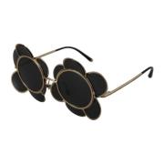 Bloemvormige zonnebril zwart goud vrouwen Dolce & Gabbana , Black , Da...