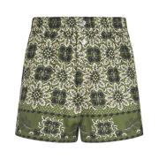 Groene Zijden Medaillon Print Shorts Etro , Multicolor , Heren