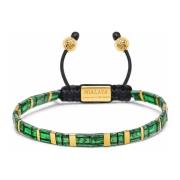 Men's Bracelet with Marbled Green and Gold Miyuki Tila Beads Nialaya ,...