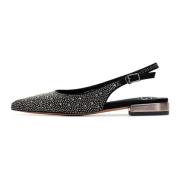 Jewel Slingback Ballet Pumps Cesare Gaspari , Black , Dames