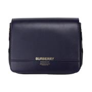 Stijlvolle Leren Crossbody Handtas - Regency Blue Burberry , Blue , Da...