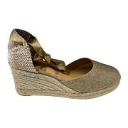 Carina 6 Sleehak Espadrilles Beige Glitter Castañer , Brown , Dames