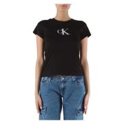 Katoenen Logo Print T-shirt Calvin Klein Jeans , Black , Dames