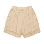 Shorts met elastische taille en geborduurde randen Munthe , Beige , Da...