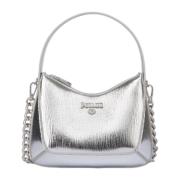 Zilveren Mini Tas met Kettingriem Pollini , Gray , Dames