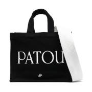 Logo-print tote tas in zwart/wit Patou , Black , Dames