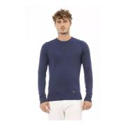 Blauwe Modal Crew Neck Sweater Baldinini , Blue , Heren