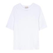 Wit Katoenen T-shirt met Logo Print Semicouture , White , Dames