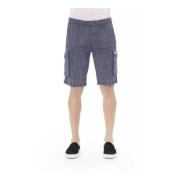 Cargo Shorts met Rits- en Knoopsluiting Baldinini , Blue , Heren