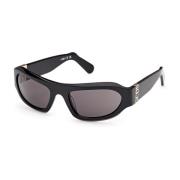 Stijlvolle zonnebril zwart glanzend Wraparound Gcds , Black , Unisex