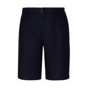 Bermuda Linnen Shorts Eleventy , Blue , Heren