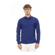 Blauw Polyester Overhemd met Italiaanse Kraag Baldinini , Blue , Heren