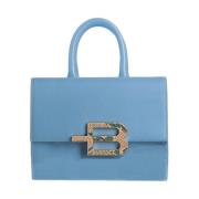 Leren handtas met kettingriem Baldinini , Blue , Dames