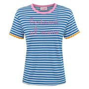 Gestreept geborduurd dames T-shirt Blauw MC2 Saint Barth , Blue , Dame...