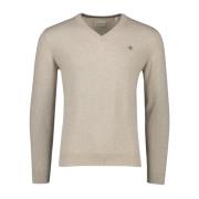 Beige V-Hals Trui Gant , Beige , Heren