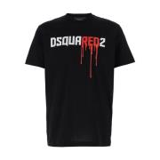 Zwart Logo Print Crewneck T-shirt Dsquared2 , Black , Heren