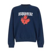 Maple Print Crewneck Sweatshirt Dsquared2 , Blue , Heren