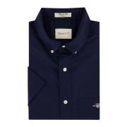 Casual overhemd korte mouw donkerblauw Gant , Blue , Heren