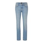 Blauwe Slim Fit 5-Pocket Jeans Hugo Boss , Blue , Heren