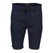 Donkerblauwe Chino Shorts Linnenmix Hugo Boss , Blue , Heren