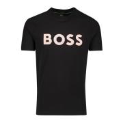 Zwart Groen T-shirt Ronde Hals Hugo Boss , Black , Heren