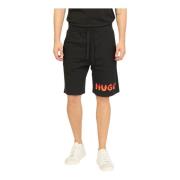 Zwarte Casual Bermuda Shorts met Vlam Logo Hugo Boss , Black , Heren