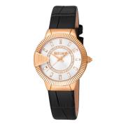 Gouden Roestvrijstalen Analoge Horloge Just Cavalli , Black , Dames