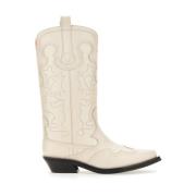 Leren Western Boot Made in Portugal Ganni , White , Dames