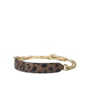 Luipaardprint Leren Schouderband Dolce & Gabbana , Brown , Dames