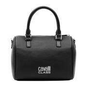 Handtas met rits en twee handvatten Cavalli Class , Black , Dames