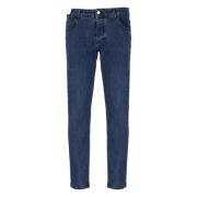 Blauwe Katoenen Jeans met Leren Tab Entre amis , Blue , Heren