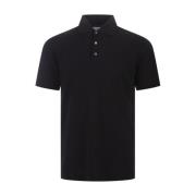Zwarte Polo Shirt Korte Mouw Fedeli , Black , Heren
