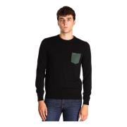 Zwarte Sweaters met Ronde Elleboog & Zak Jacquard Sun68 , Black , Here...