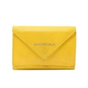 Pre-owned Leather wallets Balenciaga Vintage , Yellow , Dames