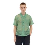 Mesh Shirt met Verschillende Knopen Brain Dead , Green , Heren