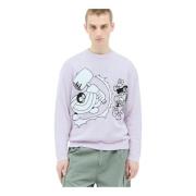 Grafische Gebreide Crewneck Sweater Brain Dead , Purple , Heren