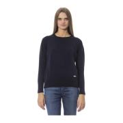 Blauwe Wol Crew Neck Sweater Baldinini , Blue , Dames