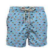 Heren Strand Shorts Micro Patroon MC2 Saint Barth , Multicolor , Heren