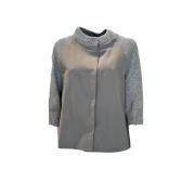 Shantung en Lurex Mini Cape Herno , Gray , Dames