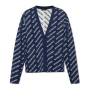 Cardigan met logo Balenciaga , Blue , Heren