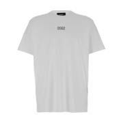 Witte Crewneck T-shirt met Metalen Logo Dsquared2 , White , Heren