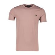 Roze T-shirt met ronde hals Fred Perry , Pink , Heren