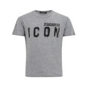 Grijze Melange T-shirt Dsquared2 , Gray , Heren