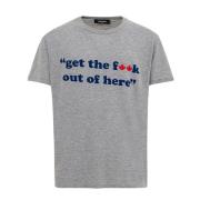 Katoenen T-shirt met 'Get the f**k..' Print Dsquared2 , Gray , Heren