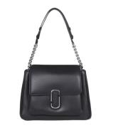 Zwarte Leren Schoudertas met Logo Plaque Marc Jacobs , Black , Dames