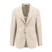 Beige Blazer Klassieke Revers Twee Knopen Fendi , Beige , Heren